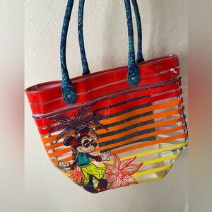 DISNEY PARKS MINNIE MOUSE CARIBBEAN‎ STYLE CLEAR BEACH BAG TOTE summer vacation